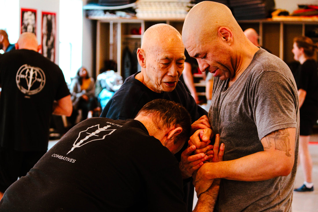  finger locks joint manipulation students practise Bill Wolfe founder of Defendo, Modern Defendo, Wolfes CombativesPicture